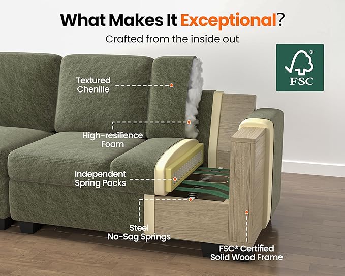 CHIC HOUSE Pull Out Sofa Bed, Full Size Sleeper Sofa, 2-in-1 Convertible Corduroy Couch with USB Charging, Memory Form Couch for Living Room, Apartment and Small Space (Green, Chenille - Queen Size)