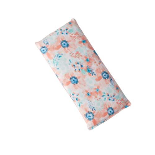 Large Microwave Heating Pad with Flax Seed, Scented or Unscented, Good For Back Pain or Cramps, Moist Heat Therapy or Ice Pack, Microwavable Bean Bag, 6" x 12" (Peach Floral, Peppermint)