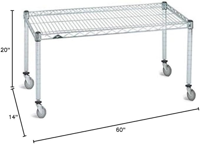 Omega Products Corporation 14" Deep x 60" Wide x 20" High Chrome Mobile Dunnage Rack