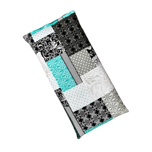 Large Microwave Heating Pad with Flax Seed, Scented or Unscented, Good For Back Pain or Cramps, Moist Heat Therapy or Ice Pack, Microwavable Bean Bag, 6" x 12" (Patchwork, Peppermint)