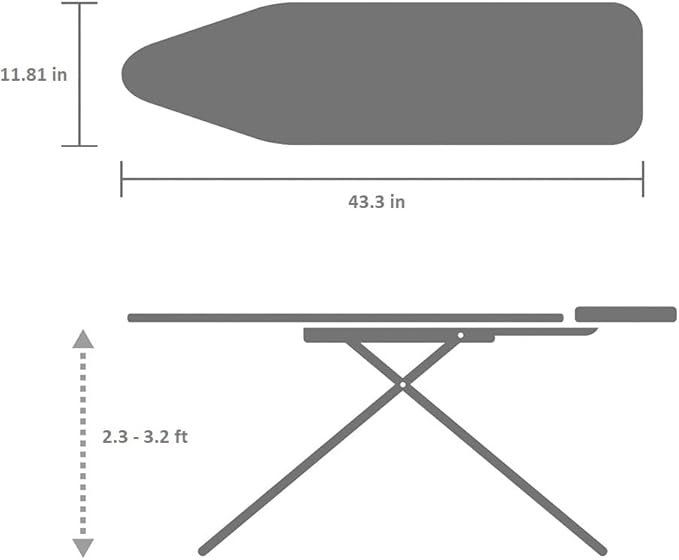Brabantia - Ironing Board C - Extra Large Steam Unit Holder - Adjustable in Height - Non-Slip Rubber Feet - 100% Fair Trade Cotton Cover with Foam Layer - Foldable XL Unit - New Dawn - 49 x 18 inches