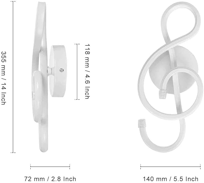 XEYOU 22W Modern Wall Sconce Lighting Indoor LED Creative Wall Light Fixture Music Symbol Art Decoration Wall Lamp for Living Room Bedroom Stair Corridor, White 3000K