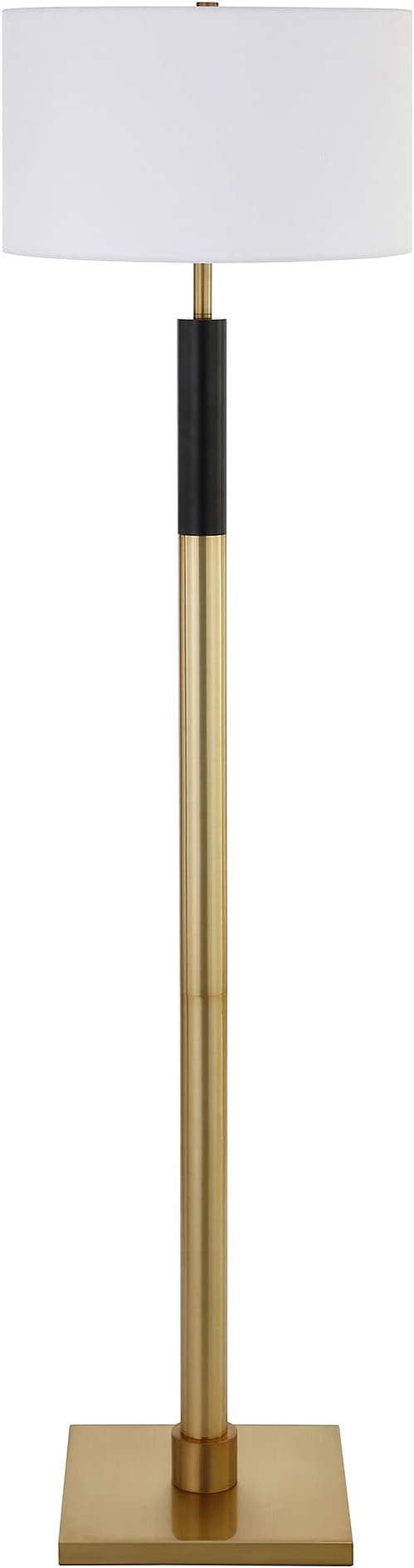 Henn&Hart Two-Tone Floor Lamp with Fabric Shade in Brass/Black/White, for Home, Living Room, Bedroom, Entertainment Room, Office, Kitchen, Dining