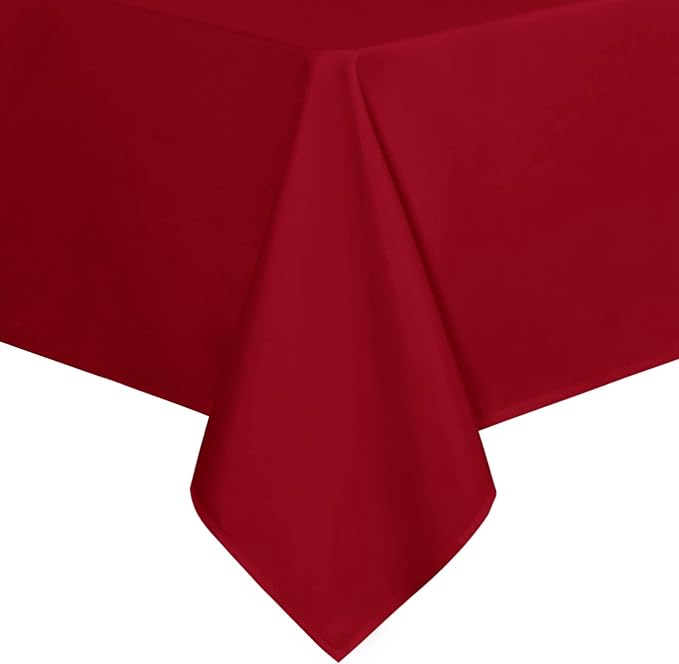 sancua Square Tablecloth - 54 x 54 Inch - Stain and Wrinkle Resistant Washable Polyester Table Cloth, Decorative Fabric Table Cover for Dining Tables, Buffet Parties and Camping, Red