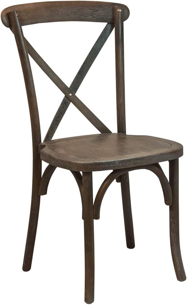 EMMA + OLIVER 2-Pack Gray Wash Dark Driftwood X-Back Chair