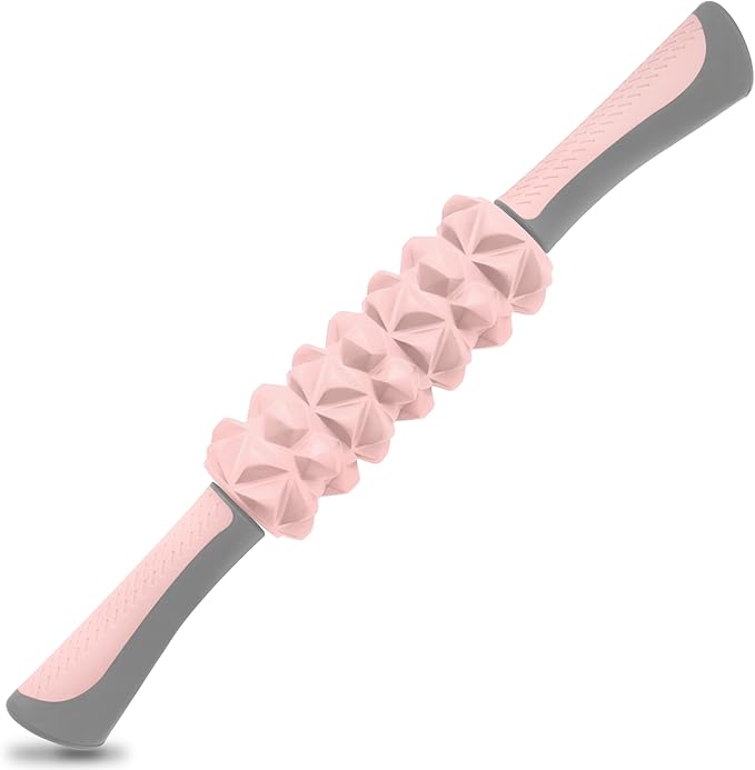 KITWILD Muscle Roller Stick, Massage Roller Stick for Athletes, Body Massage Stick for Muscles Deep Tissue, Muscle Relaxation Roller for Physical Therapy, Myofascial Release, and Yoga Therapy, Pink