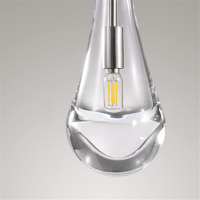 Modern Raindrop Pendant Lights, Kitchen Island Pendant Lights, Nickel Colored Brass Base Dining Room Light Fixture, and Interior Chandelier in The Living Room Hallway, Including The Bulb