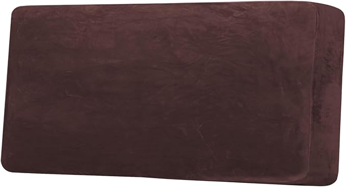 H.VERSAILTEX Velvet Stretch Individual Couch Cushion Cover Plush Cushion Slipcover for Loveseat Sofa Cushion Furniture Protector Seat Cushion Sofa Cover (1 Piece Sofa Cushion Cover, Brown)