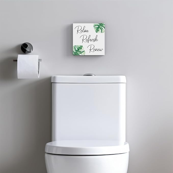 Boho Bathroom Decor, Funny Bathroom Decor, Funny Bathroom Wall Art, Black and White Bathroom Decor, Bathroom Decor for Shelves, Wooden Box Decor Sign for Home Farmhouse Office Living Room Table Shelf