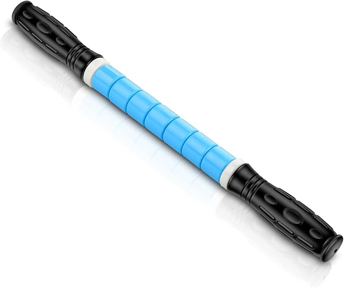 iGreely Premium Muscle Roller The Ultimate Massage Roller Stick 17 Inches Recommended by Physical Therapists Promotes Recovery Fast Relief for Cramps Soreness Tight Muscles Blue