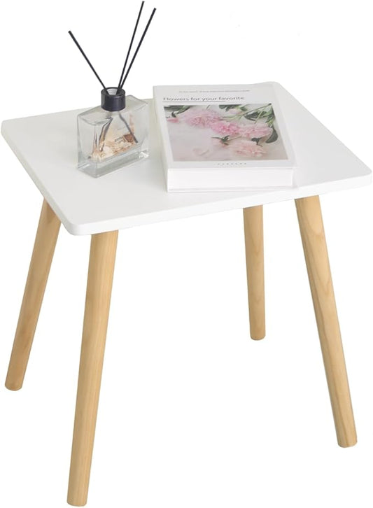 AWASEN Side Table, Small End Accent Table for Living Room Bedroom Office Small Spaces, Modern White Side Table Nightstand with Solid Wood, Easy Assembly, (White)