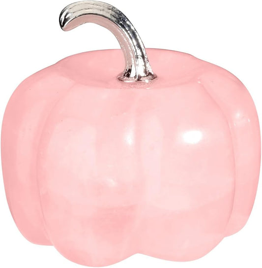 Jovivi Rose Quartz Crystal Pumpkin Figurine, 1.2" Mini Carved Gemstone Pumpkin Statue Decor Healing Stones Decorative Ornaments for Fall Harvest Thanksgiving Halloween Decorations Home Decor