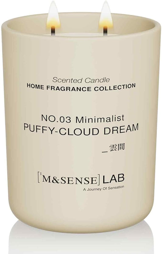 M&SENSE Natural Soy Candle| Puffy-Cloud Dream | 16.6 oz, 95H Burn | Minimalist Scented Candle for Relaxation, Gifting, Home Décor | for Bedroom, Office, Party Large