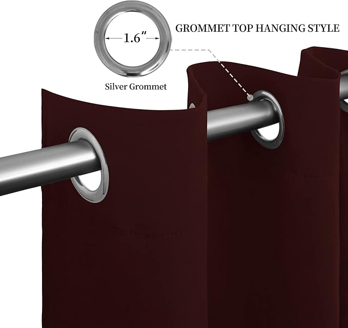 Easy-Going Blackout Curtains for Bedroom, Solid Thermal Insulated Grommet and Noise Reduction Window Drapes, Room Darkening Curtains for Living Room, 2 Panels (52x96 in,Wine)