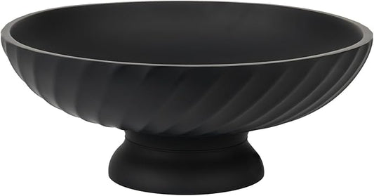 Large Resin Pedestal Decorative Bowl - Modern Fruit Bowl for Kitchen Counter - Handicraft Bowls for Home Decor - Key Bowl for Entry Table,Matte Black