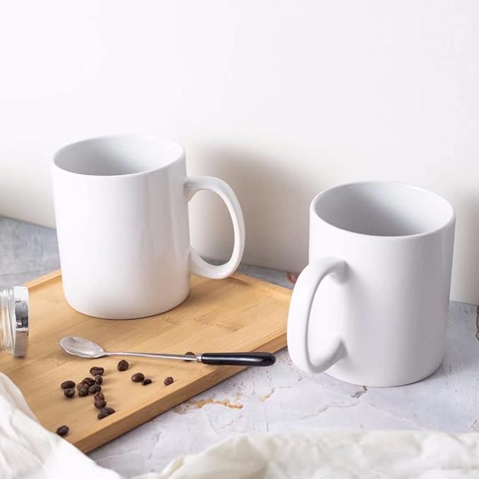 30oz Super Large Ceramic Coffee Mugs Large Handles Set of 2 (White)