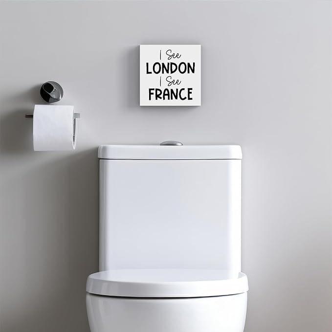 Funny Bathroom Decor, Funny Bathroom Wall Art, Black and White Bathroom Decor, Cute Bathroom Decor, Bathroom Decor for Shelves, Wooden Box Decor Sign for Home Farmhouse Office Living Room Desk Table