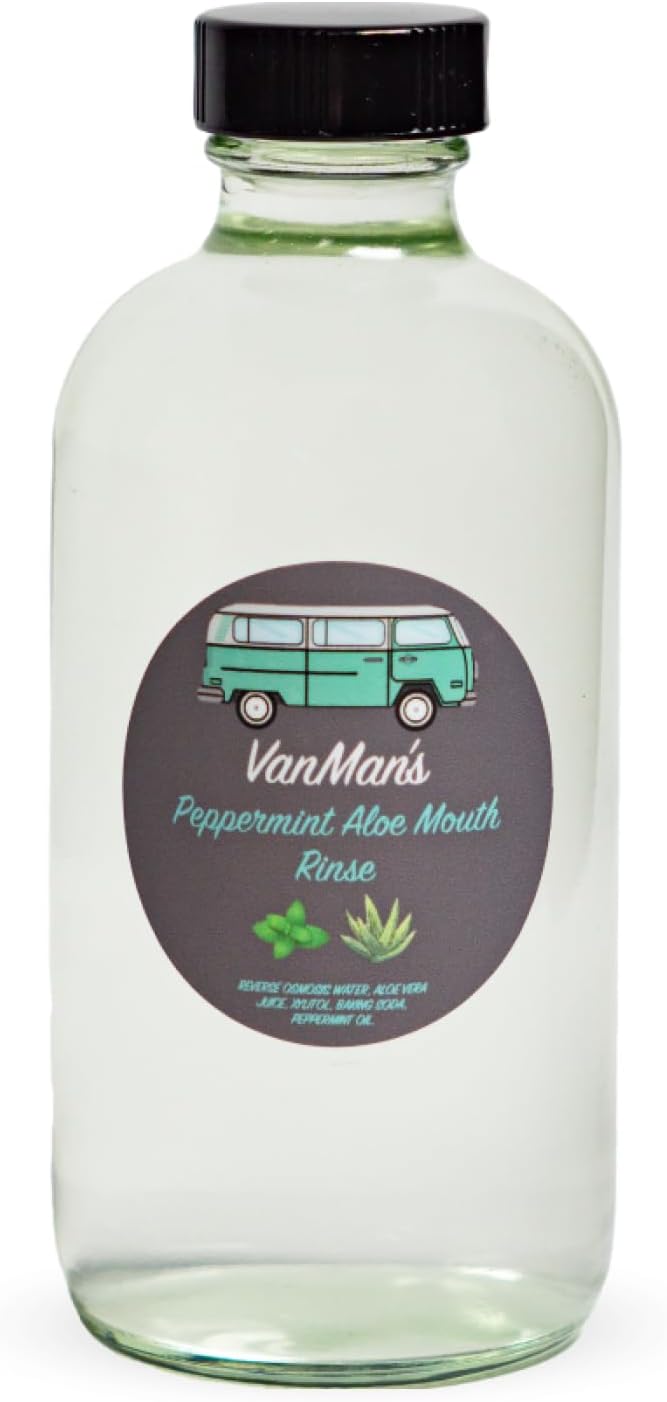 Vanman's - VanMan's Peppermint Aloe Mouth Rinse (8 Ounce) - Aloe, Fresh Mint Remineralizing Mouthwash for Gum Health, Bad Breath and Dry Mouth