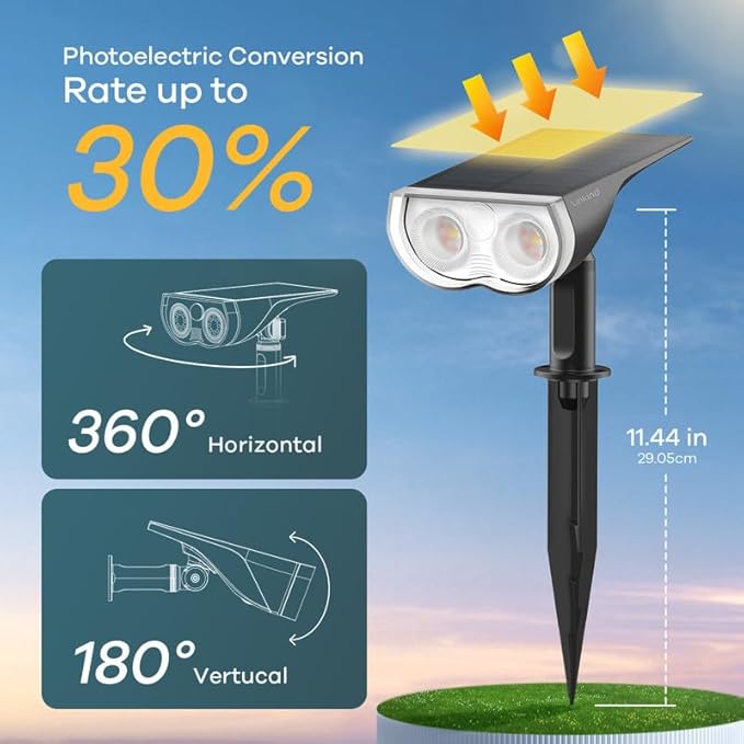 Linkind Solar Lights Outdoor Waterproof IP67, StarRay RGB Solar Spot Lights Outdoor, Color Changing Outdoor Solar Lights for Yard, Garden, Pathway, Decorations (Multicolor, 4 Pack)