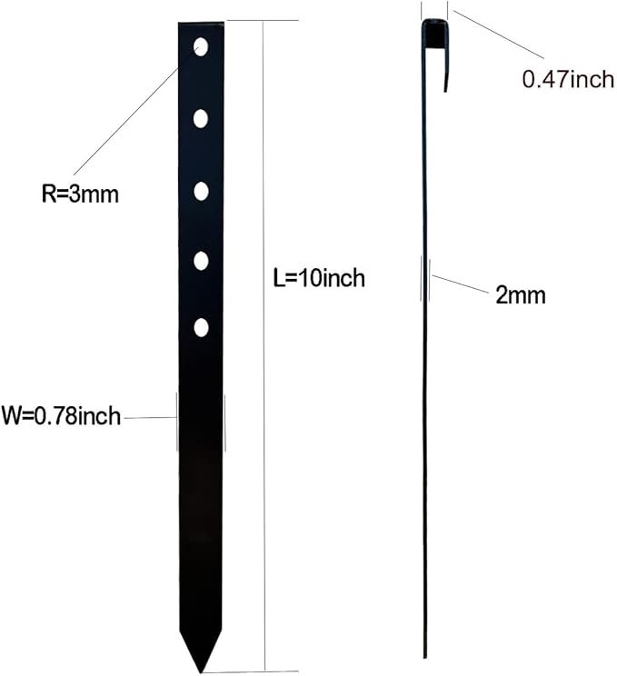 24Pcs Metal Garden Landscape Edging Stakes Black,10in anchoring Stakes Landscape Anchoring Spikes for Terrace Board, Grass Barrier, Landscape Edging Coil, Garden Liner, Bender Board