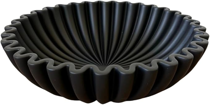 OAKOA Concrete Black Decorative Bowl for Home Decor - Black Bowl Decor - Modern Coffee Table Key Bowl for Entryway Table