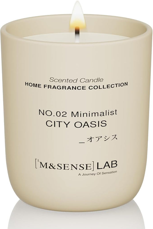 M&SENSE Natural Soy Candle| City Oasis | 5.3 oz | Minimalist Scented Candle for Relaxation, Gifting, Home Décor | for Bedroom, Office, Party Small