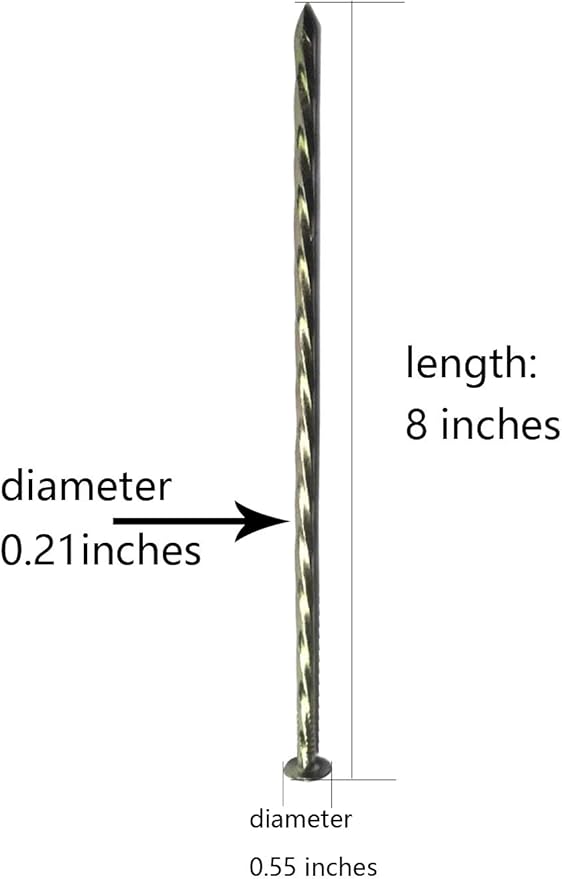 22 Pcs 8-Inch Landscape Stakes, Spiral Metal Galvanized Landscape Spikes, Garden Nails for Artificial Turf, Paver Edging, Weed Barrier, Carpentry and More