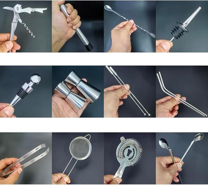 22-Piece Cocktail Shaker Set, 25/20oz Bartender Kit, Bartending Stainless Steel Bar Tools Sets for Drink Mixing, Boston Cocktail Shakers with Stand Recipes Booklet (Rose Copper-25-20oz)