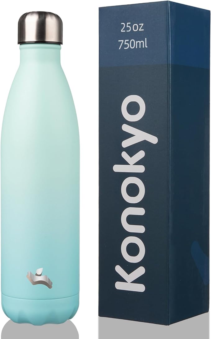 Insulated Water Bottles,25 oz Double Wall Stainless Steel Vacumm Metal Flask for Sports Travel,Mint