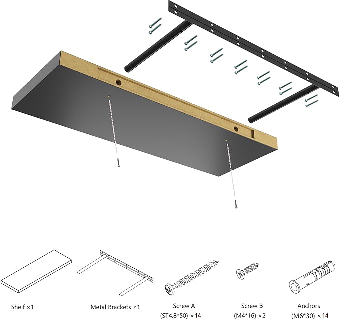 Large Floating Shelves for Wall Set of 2 Wooden Wall Shelves 30 in x 12.75 in x 2 inRoom Decor Long Shelf with Invisible Wall Mount Bracket for Bedroom Kitchen Living Room Black