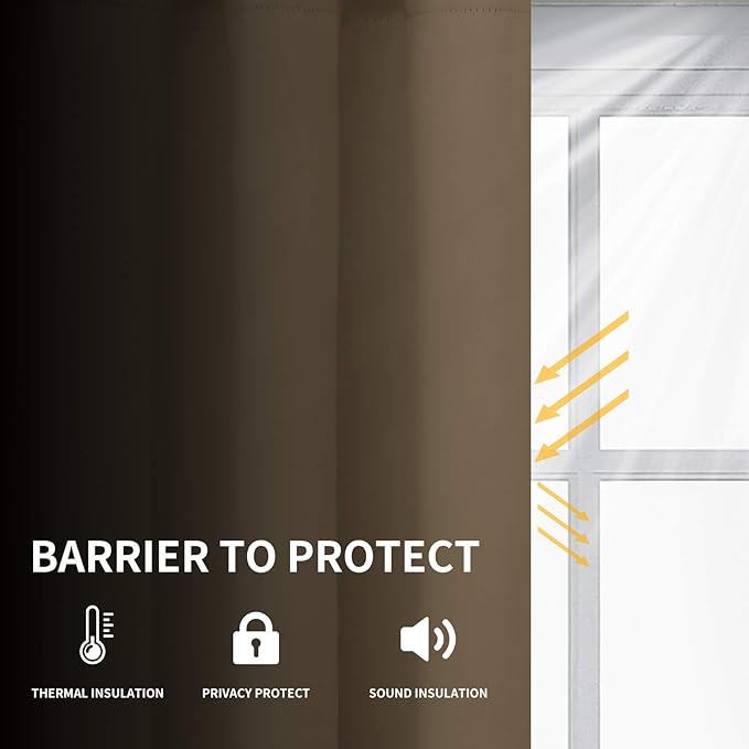 Easy-Going Blackout Curtains for Bedroom, Solid Thermal Insulated Grommet and Noise Reduction Window Drapes, Room Darkening Curtains for Living Room, 2 Panels (52x108 in,Natural)
