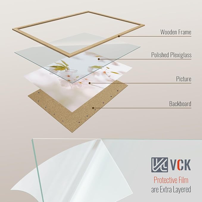VCK 20x28 Picture Frame Set of 3 - Oak, Natural Solid Wood Poster Frames, Wall Mounting Hanging