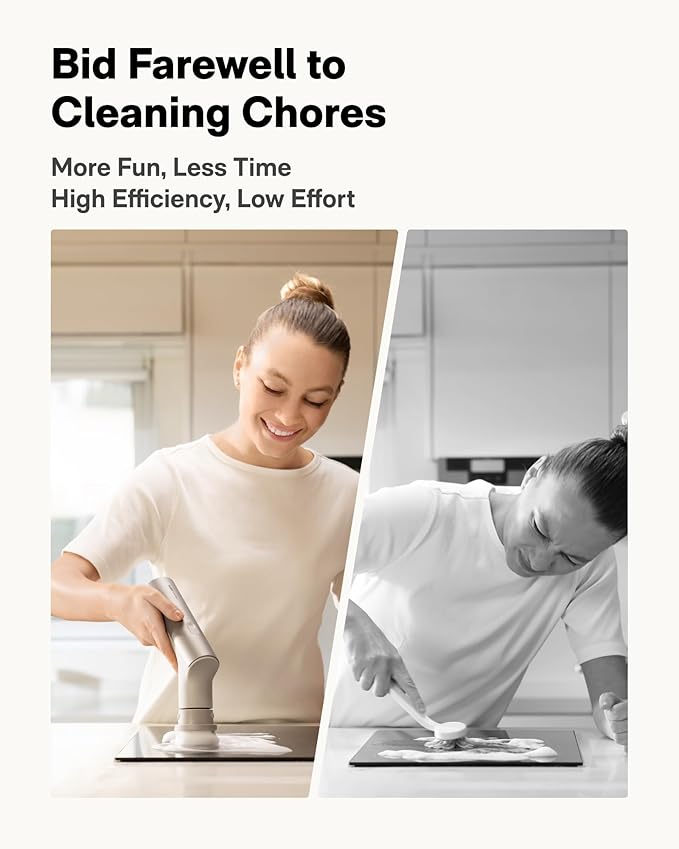 HOTO Cordless Electric Spin Scrubber, IPX7 Full Body Waterproof Dish Scrubber Brush, Bathroom Cleaning Brush, Max 22 in-lb, Power Scrubber with 9 Brush Heads for Kitchen, Sink, Bathroom, Shower, Tile