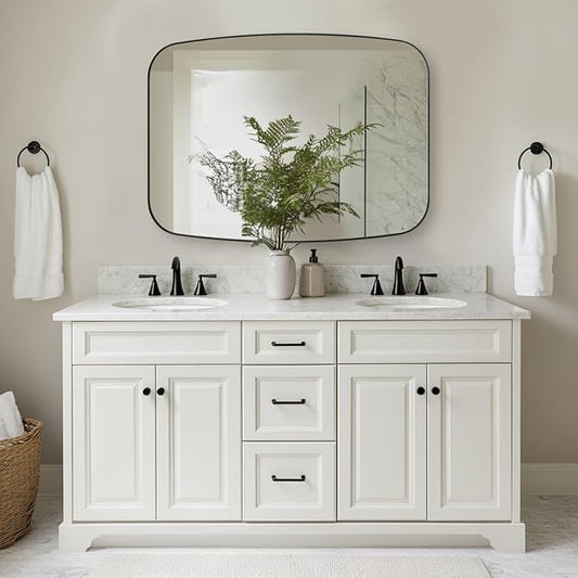 ANDY STAR Oval Mirrors for Bathroom, 30x48’’ Black Oval Mirror for Bathroom, Oblong Mirrors with Black Metal Frame Pill Shaped Mirror Wall Mounted Horizontal or Vertical