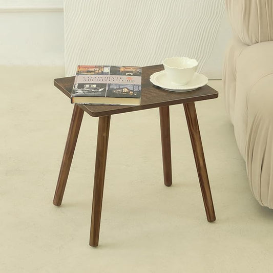 AWASEN Side Table, Small Wood End Table Living Room, Mini Bed Side Table Modern Accent Nightstand with Solid Wood for Bedroom Office Small Spaces, Rustic Brown