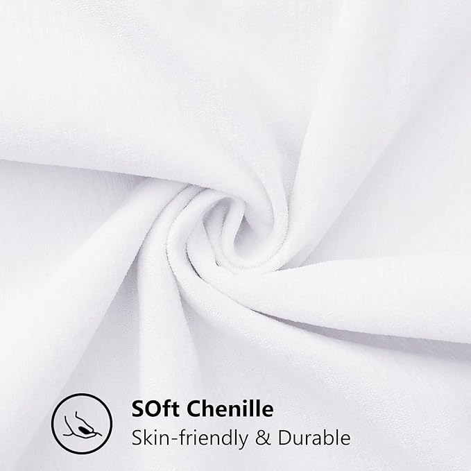 decorUhome Chenille Soft Throw Pillow Covers 20x20 Set of 2, Farmhouse Velvet Neutral Decorative Euro Pillow Covers with Stitched Edge for Couch Sofa Bed Home Decor, White