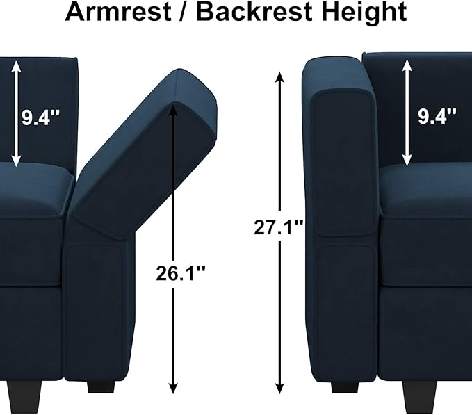 Belffin Modular Sectional Sofa U Shaped Velvet Couch with Reversible Chaise Oversized Couch with Ottoman Blue…