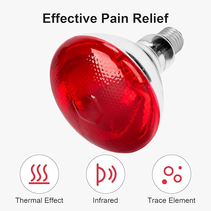 Infrared Bulb Heat Lamp, 150W Red Light Therapy Bulbs, Infrared Light Bulb for Body Suitable E26/E27 Socket