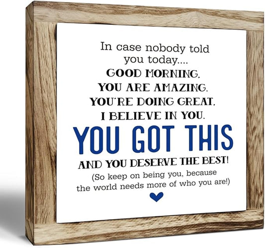 nspirational Wood Sign, Wooden Plaques Table Decor, Office Desk Sign, Farmhouse Home Decorate, Affirmation Signs Decorate Gift, Encouragement Gift, In Case No Nobody Told You Today Signs