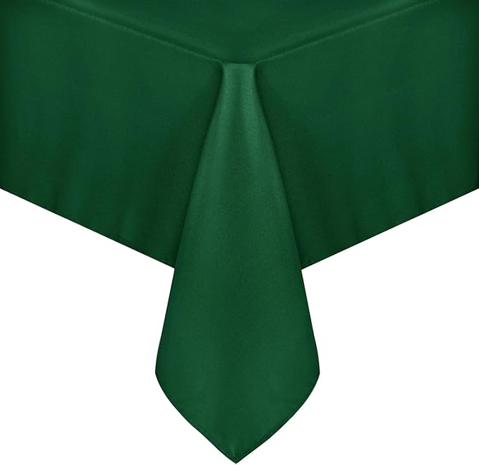 sancua Rectangle Tablecloth - 60 x 102 Inch - Stain and Wrinkle Resistant Washable Polyester Table Cloth, Decorative Fabric Table Cover for Dining Tables, Buffet Parties and Christmas, Hunter Green