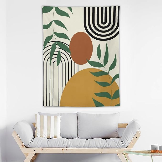 ICMOLYYENLO Boho Plant Aesthetic Tapestry, Abstract Medieval Arch Sun Home Aesthetic Wall Hanging For Bedroom Living Room Dormitory Tapestry 40x60 Inches