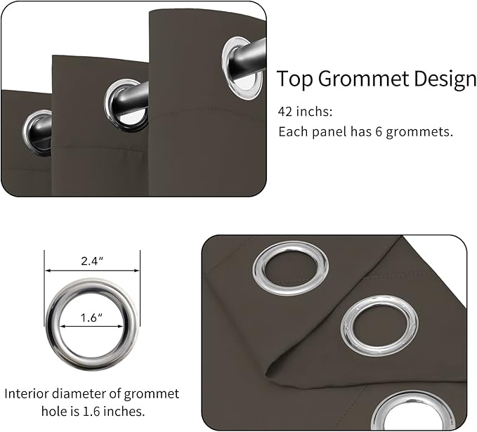 Easy-Going Blackout Curtains for Bedroom, Solid Thermal Insulated Grommet and Noise Reduction Window Drapes, Room Darkening Curtains for Living Room, 2 Panels(42x63 in, Taupe)