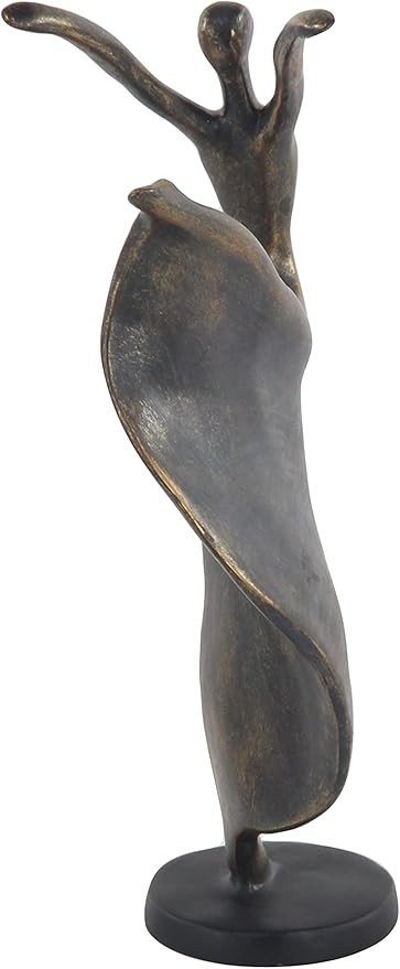 Deco 79 Polystone Dancer Decorative Sculpture Home Decor Statue, Accent Figurine 7" x 5" x 13", Brass