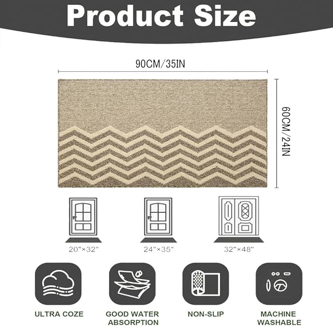 Indoor Doormat, Non-Slip Front Door Mats, Outdoor Welcome Mat Washable, Low Profile Indoor DoorMats for Entryway, Floor Inside Back Door Mats (23"x35")