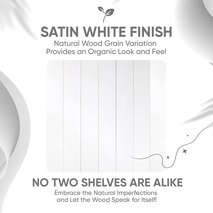 Homeforia White Floating Shelves 16 inch, High End Solid Real Wood 16inch Bathroom Floating Shelf for Wall Mounted, White Wooden 16 Floating Shelves, Heavy Duty Bracket, 16 X 6.5 X 1.75 inch, Set of 3