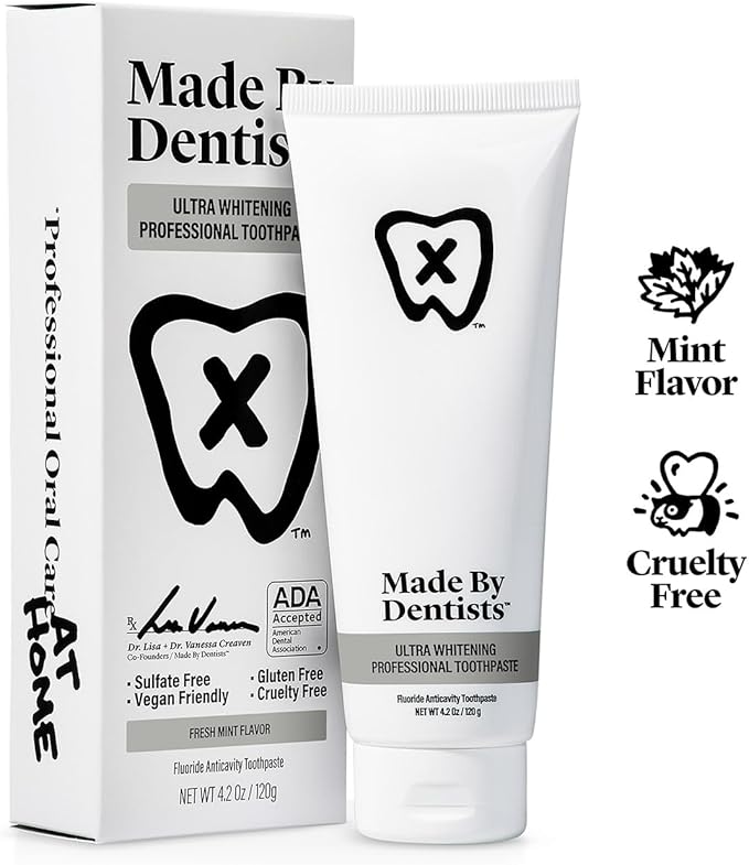 Professional Ultra Whitening Toothpaste - 2 Pack - Sensitive Teeth Whitening Toothpaste with Sodium Fluoride & Hydrogen Peroxide, ADA Approved, Vegan, 2 x 4.2oz