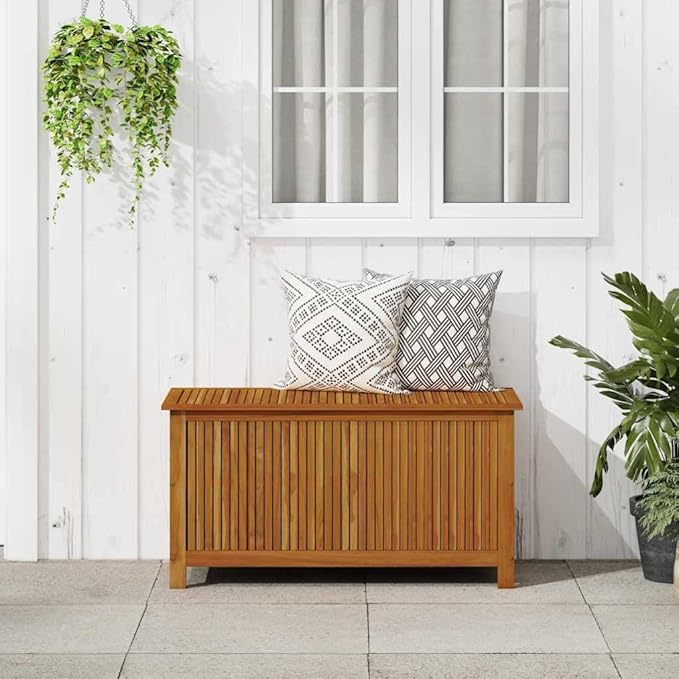 vidaXL Outdoor Storage Box - Wooden Deck Cabinet for Patio/Garden with Water-Resistant Lining, Farmhouse Style