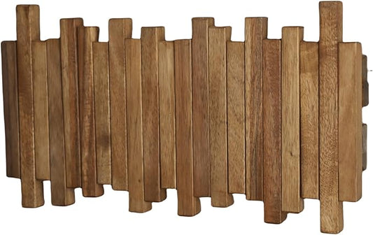 Natural Wood Wall Mounted Piano Coat Rack| Coat Rack Wall Mount| Flip Down Wall Hook Rack 5 Hooks| Entryway Wall Art Hook,Made of Acacia Wood (Wood Wax Oil staining Light Brown).