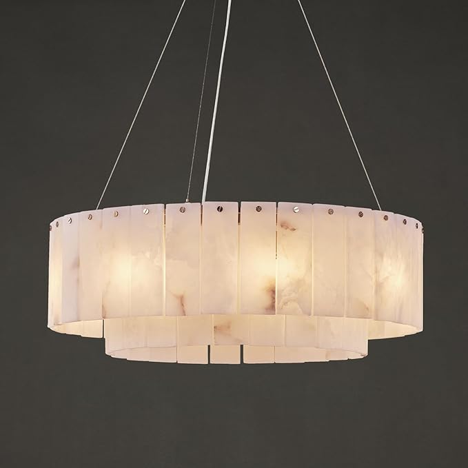 Alabaster Chandeliers D23in Round Chandeliers for Dining Room Small Chandelier Light Fixture for Kitchen Living Room Foyer Entryway Hallway