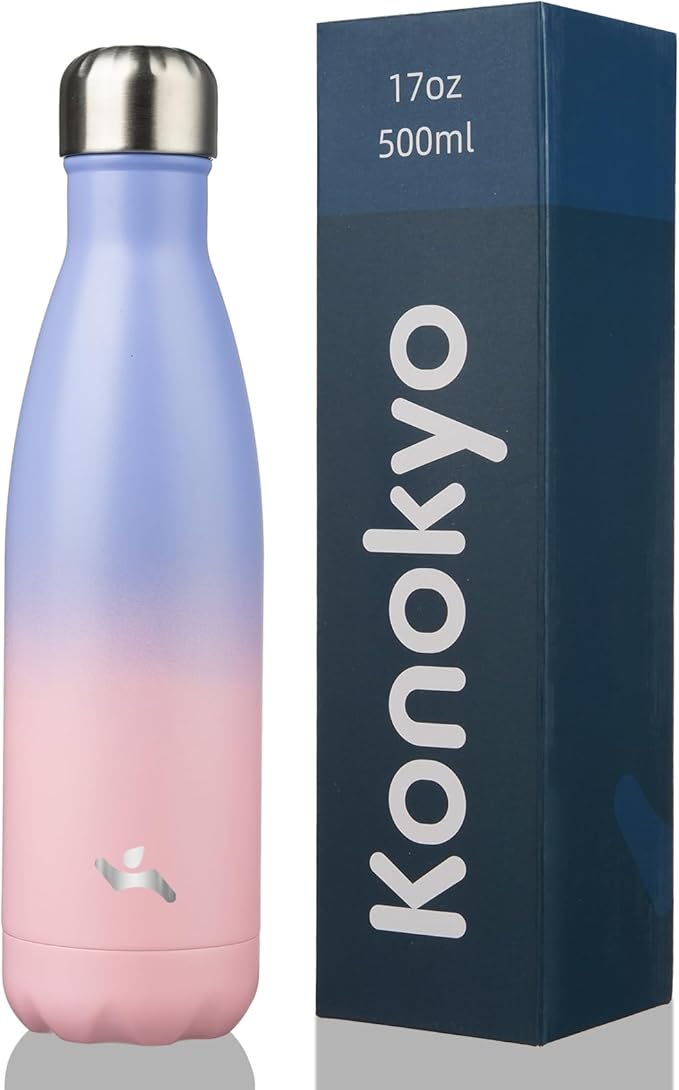 Insulated Water Bottles,17 oz Double Wall Stainless Steel Vacumm Metal Flask for Sports Travel,Pastel Sunset